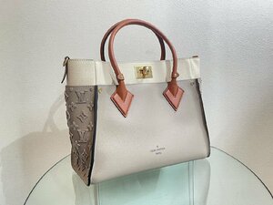 ★綺麗！【Louis Vuitton ルイヴィトン オンマイサイド M53825 ハンドバッグ トートバッグ グレー ブラウン クリーム】NA01028