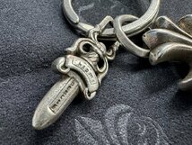 〓 希少品【Chrome Hearts クロムハーツ CH CRS SML スモールCHクロス ダガー シルバー 箱付き クロス付き キーリング 】HO9524_画像4