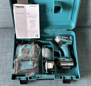 #未使用 新品【Makita マキタ TD134DSHX 充電式インパクトドライバ バッテリー×2個 充電器 専用ケース 14.4V 電動工具】P03035