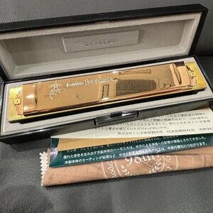 Ω未使用！【TOMBO ハーモニカ 98TH Premium21 ゴールド色 箱付き レア品 コレクション アンティーク】NA00887