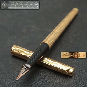 JK197 【PARKER POINT】鍍金 パーカー 万年筆 全長13.2cm 重15g・金色張万年筆 筆記用具の画像1