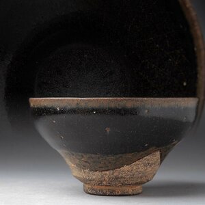 JJ614 中国美術 唐物 建窯黒釉小碗・建窯盞 径11.6cm 重213g・天目小碗・天目茶碗 中国古玩