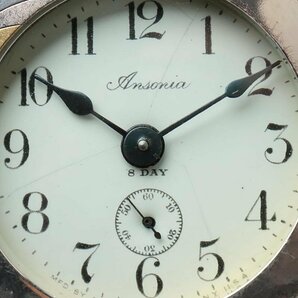 ER549 【Ansonia】アンソニア 彫金「宝尽 小槌に鼠」置時計 幅22.5cm 重835g・小槌形置時計・手巻 八日巻置時計 U.S.Aの画像6