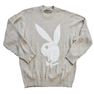 PLAY BOY / プレイボーイ BIG RABBIT LOGO CREW NECK KNIT SWEATER L.XL