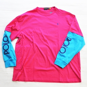 POLO RALPH LAUREN / ポロラルローレン ONE POINT PONY LOGO LONG SLEEVE T-SHIRT NEON PINK XL