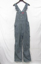 サイズ W30 L32 Dickies ヒッコリー デニム ワーク ペインター オーバーオール サロペット ブルー ディッキーズ 古着 ビンテージ 3MA1203_画像1