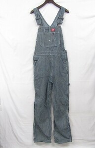 サイズ W30 L32 Dickies ヒッコリー デニム ワーク ペインター オーバーオール サロペット ブルー ディッキーズ 古着 ビンテージ 3MA1203