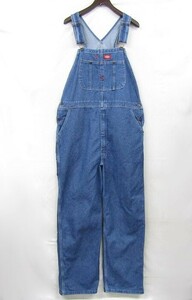 ビックサイズ W38 L32 Dickies ワーク ペインター デニム オーバーオール サロペット ブルー ディッキーズ 古着 ビンテージ 3MA1409