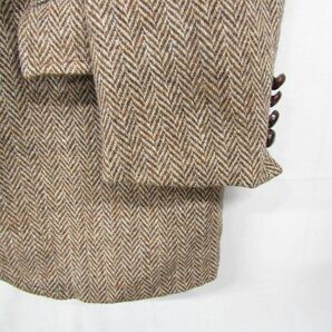 サイズ ？ Harris tweed ウール ツイード テーラード ジャケット ブレザー ブラウン ハリスツイード 古着 ビンテージ 3MA0404の画像5