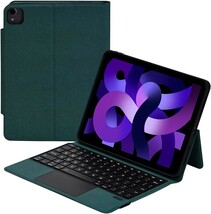 【未使用品】iPad Air4/Air5キーボードケース 背面カバー取り外し可能 強力マグネット式 iPad Air4/5カバー Bluetoothキーボード(深緑)_画像1