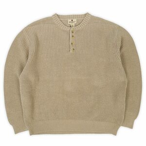 ウールリッチ WOOLRICH 90's ヘンリーネック ハーフボタン コットンニット セーター USA ビンテージ 古着 (-1534) ベージュ XL