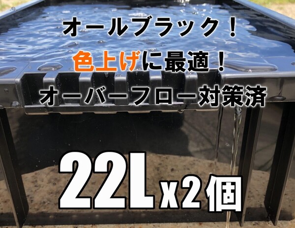 【台風もゲリラ豪雨も安心！】スマートバルブでオーバーフロー対策済み飼育容器NV-BOX22L(ブラック) 2個