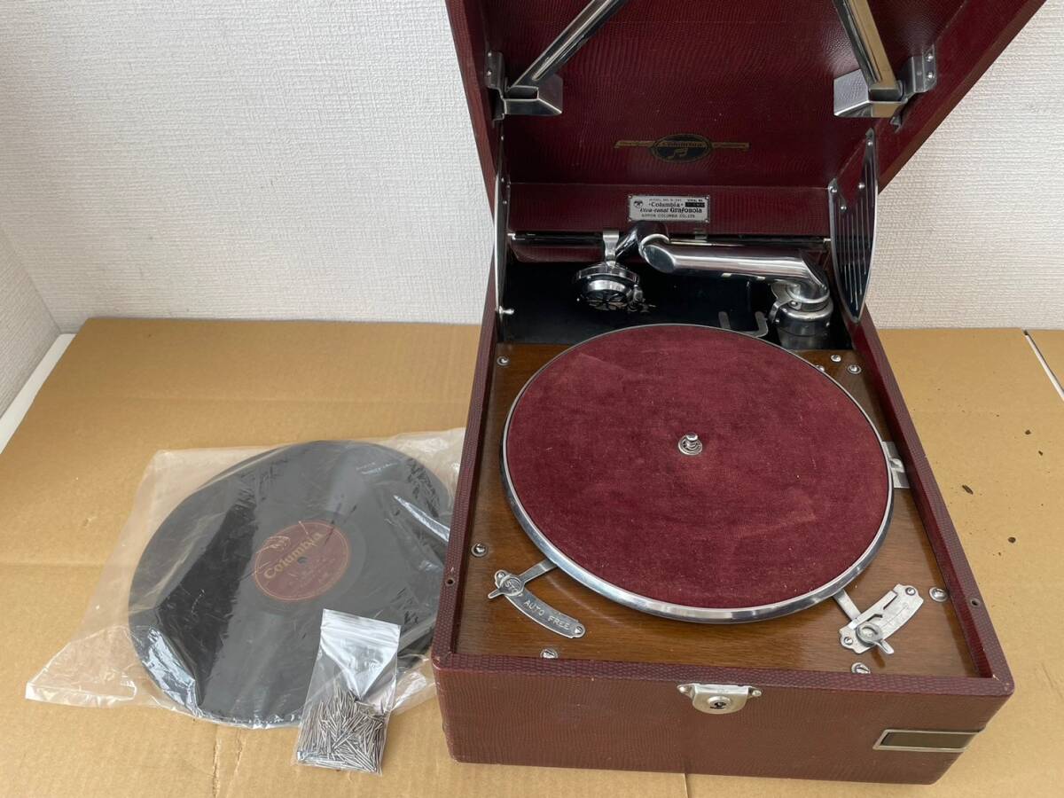 コロンビア 蓄音機 G-241 1951年製 レコード盤付 動作確認品 - その他