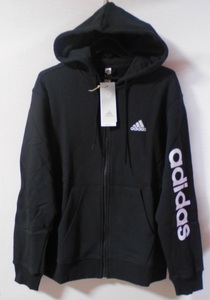 アディダス adidas 黒 ロゴ フード パーカー L ☆彡 タグ付き新品