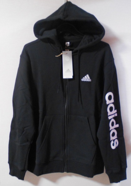 アディダス adidas 黒 ロゴ フード パーカー L ☆彡 タグ付き新品 