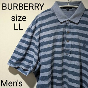BURBERRY　バーバーリー　ポロシャツ　コットン　100%　ボーダー　LL　Men's　メンズ　紳士服　大人の男のお洒落な一着　春先にも◎　