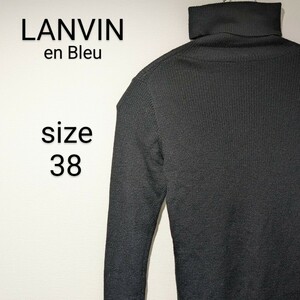 LANVIN en Bleu　ランバンオンブルー　タートルネック　トップス　長袖　レディース　婦人服　ブラック　ウール　アクリル　Sサイズ相当