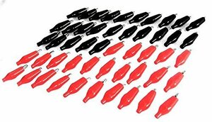 【残りわずか】 黒 赤 ミノムシ クリップ 小 50個 ワニ口 セット 黒 赤