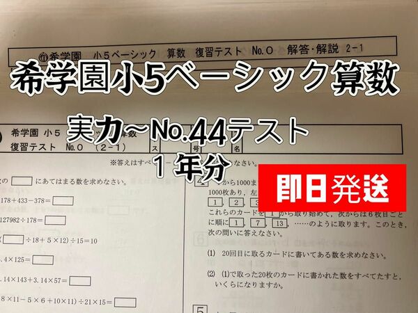 希学園小5 5年生ベーシック算数　復習テスト1年分解答付