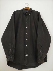 ビッグサイズ 90s ビンテージ Ralph Lauren ラルフローレン コットン 長袖 ボタンダウンシャツ XL 黒 