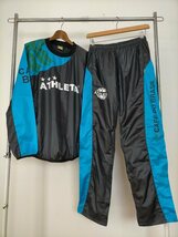 美品 ビッグサイズ ATHLETA アスレタ 両面プリント ウインドブレーカー ピステ上下 セットアップ O 黒×青 ★サッカーフットサル_画像1