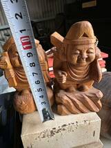 激安　中古保管品　木彫り　大黒様 恵比寿様 彫刻 置物 オブジェ 2体セット_画像2