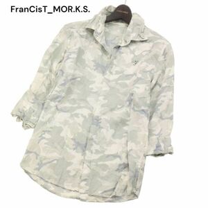 FranCisT_MOR.K.S. フランシストモークス 春夏 スカル スワロ★ カモフラ柄 7分袖 リネン ウエスタン シャツ Sz.2　メンズ　I4T00653_2#A