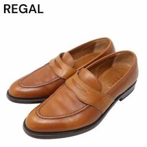 REGAL リーガル 通年 レザー コイン ローファー シューズ 革靴 Sz.24 1/2　メンズ 日本製 ブラウン　I4G00042_2#U_画像1