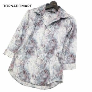 21SS★ TORNADOMART トルネードマート 春夏 パイソン総柄★ 7分袖 シャツ Sz.M　メンズ 日本製　I4T00641_2#A