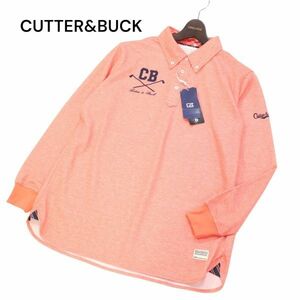 【新品 未使用】 CUTTER&BUCK カッター＆バック 通年 MOTION 3D★ 長袖 BD ドット ポロシャツ Sz.L　メンズ ゴルフ　I4T00605_2#C