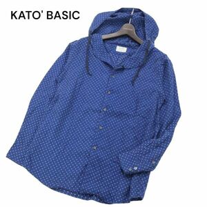 【新品 未使用】 KATO' BASIC カトー 春夏 レクセル100%★ 長袖 ドット柄 シャツ パーカー Sz.M　メンズ　I4T00607_2#A