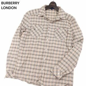 BURBERRY BLUE LABEL バーバリー ブルーレーベル 通年 ホース刺繍★ 長袖 ノバチェック シャツ Sz.M　メンズ　I4T00639_2#C