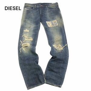 イタリア製★ DIESEL ディーゼル 【SAFADO 008M5】 クラッシュ加工★ ストレート デニム パンツ ジーンズ Sz.32　メンズ　I4B00502_3#R