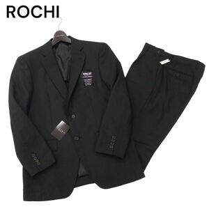 【新品 未使用】 ROCHI ロッチ 通年 アジャスター付き★ セットアップ フォーマル スーツ Sz.94 A6　メンズ 黒 冠婚葬祭　I4T00662_2#M