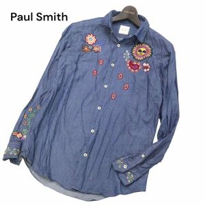 Paul Smith ポールスミス メインライン★ 【Psychedelic Sun】花 サイケデリックサン刺繍 長袖 シャツ Sz.M　メンズ　I4T00702_3#A