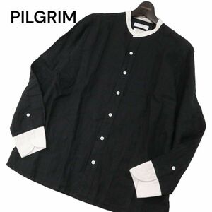 23SS★ TOMORROWLAND PILGRIM トゥモローランド ピルグリム 春夏 アイリッシュリネン 長袖 バンドカラー シャツ Sz.M メンズ　I4T00696_3#A