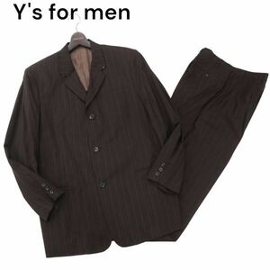 美品★ Y's for men ワイズ フォーメン ヨウジヤマモト 通年 背抜き★ ストライプ セットアップ スーツ Sz.M　メンズ　I4T00760_3#O