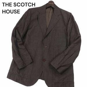 美品★ THE SCOTCH HOUSE スコッチハウス 春夏 背抜き★ リネン アンコン テーラード ジャケット Sz.M　メンズ　I4T00770_3#M