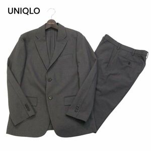 美品★ UNIQLO ユニクロ 春夏 感動ジャケット&パンツ★ ストレッチ ウールライク セットアップ スーツ Sz.M　メンズ グレー　I4T00730_3#M