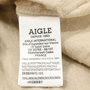 19SS★ AIGLE エーグル 春夏 麻100%★ 長袖 リネン シャツ Sz.M メンズ アウトドア ベージュ I4T00728_3#Aの画像6