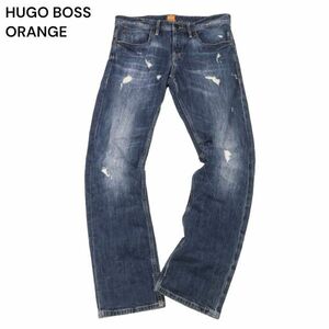 HUGO BOSS ORANGE ヒューゴボス オレンジ クラッシュ加工★ ストレッチ ストレート デニム パンツ ジーンズ Sz.31　メンズ　I4B00548_3#R