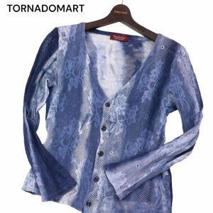 TORNADOMART トルネードマート 春夏 イタリア製生地★ ムラ染め オーシャン メッシュ ジャガード カーディガン Sz.M　メンズ　I4T00904_3#M