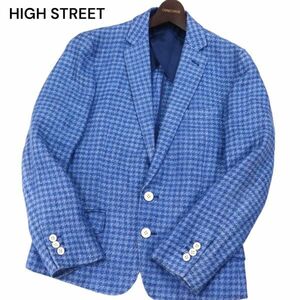 HIGH STREET ハイストリート 春夏 イタリア製 SOLBIATI生地★ 麻100% 千鳥柄 リネン テーラード ジャケット Sz.S　メンズ　I4T00899_3#M