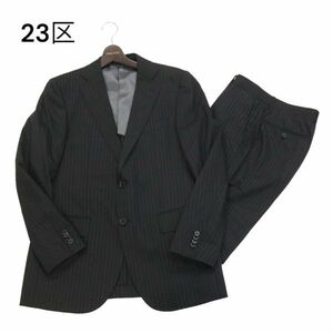 23区 HOMME オム 春夏 背抜き★ ストライプ セットアップ スーツ Sz.48　メンズ 黒 ビジネス　I4T00855_3#M