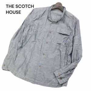 THE SCOTCH HOUSE スコッチハウス 春夏 コットン&リネン★ 衿ワイヤー 長袖 ワーク シャツ Sz.L　メンズ　I4T00852_3#A