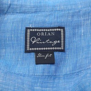 イタリア製★ ORIAN オリアン Vintage 春夏 麻100%★ 長袖 ホリゾンタルカラー リネン シャツ Sz.M メンズ I4T00841_3#Aの画像5