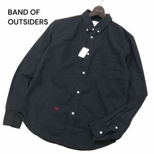 【新品 未使用】 BAND OF OUTSIDERS バンドオブアウトサイダーズ 長袖 ボタンダウン オックス シャツ Sz.3　メンズ ネイビー　I4T00836_3#C