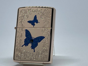 zippo ジッポ ジッポー Blue Butterfly RP ブルー バタフライ ローズピンク 蝶 バラ zippoレギュラー 名入れ不可商品