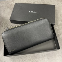 1000円スタート【中古】Paul Smith ポールスミス ブランド ブラック 長財布 本革 ラウンドファスナー_画像1