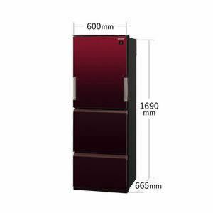 ●楽D#184 SHARP SJ-GW35J-R グラデーションレッド 冷蔵庫 350L どっちもドア 3ドア 両開き 72kg プラズマクラスター 省エネ 2023年製